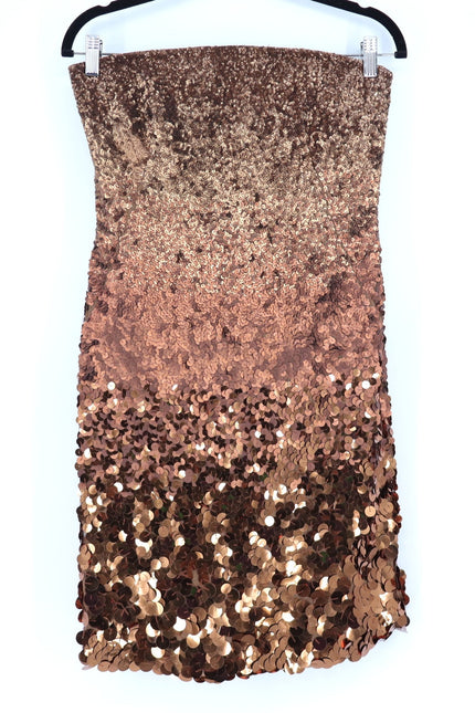 KAUFMANFRANCO Graduated Bronze Sequin Dress Silk Strapless Mini Women's 6/42