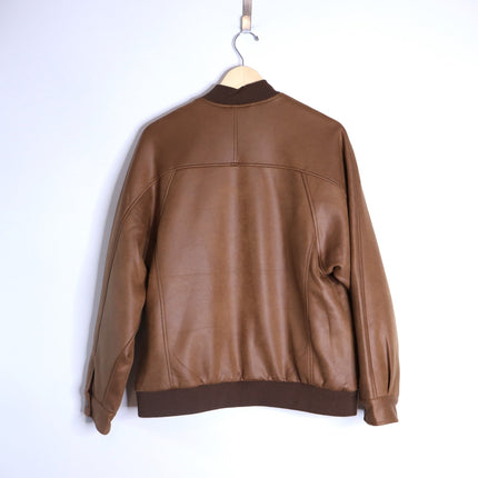 WE THE FREE Wild Rose Vegan Suede Bomber Jacket Chestnut Combo Women's S