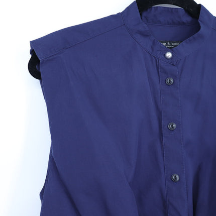 RAG & BONE Louisa Twisted Mini Dress Navy Sleeveless Cotton Poplin Women's 8