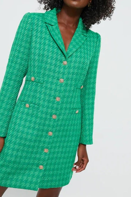 POMANDER PLACE NWT Tweed Stacie Dress Emerald Green Long Sleeve Women's M