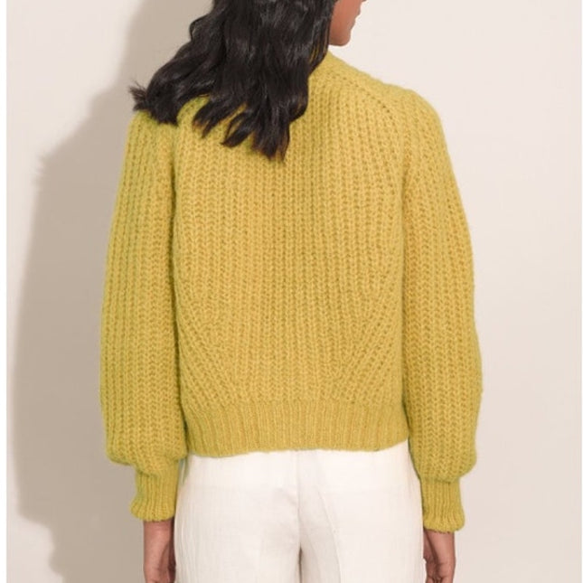 ELEVEN SIX Chunky Knit Sara Cardigan Sweater Joy Yellow Alpaca Blend Women's M/L