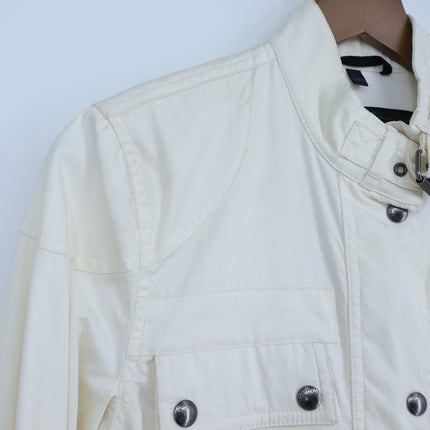 Belstaff Vintage Motorcycle Jacket White Lightweight 4 Pocket Women's S