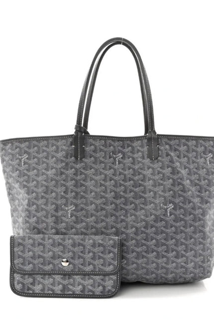 GOYARD Saint Louis GM Tote Bag Gray Coated Canvas with Removable Pouch