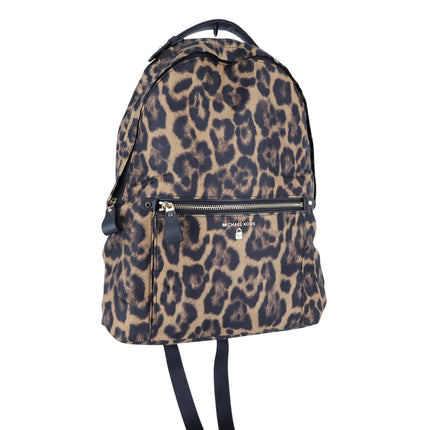 Michael Kors Kelsey Leopard Nylon Backpack Padded Multi Pocket Zip Around