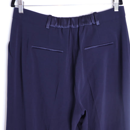 THE FOLD Clever Crepe Adelaide Wide Leg Trousers Navy Blue High Rise Women's 10