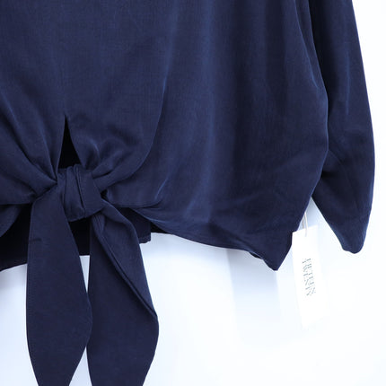 FIFTEEN TWENTY Blouson Tie Front Top Navy NWT Kimono Short Sleeve Women's M