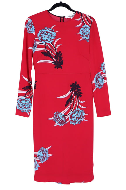 DIANE VON FURSTENBERG Floral Sheath Dress Farren Lipstick Silk Blend Women's 6