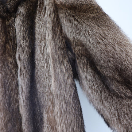 REVILLON Fox Fur Coat Saks Fifth Ave Brown and White Authentic Luxury Women's M