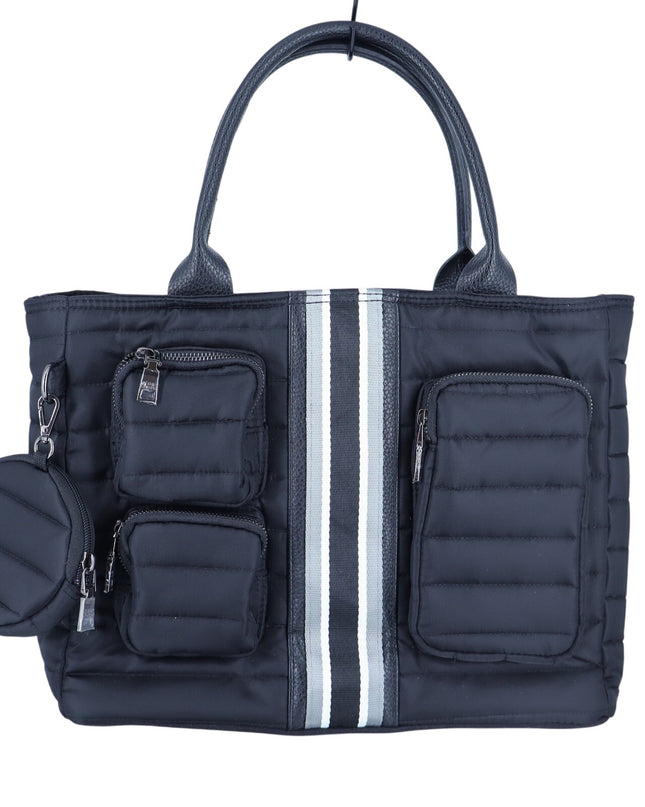 Think Rolyn Lancaster Nylon Tote Black NWT Flight Night w/ Crossbody Strap