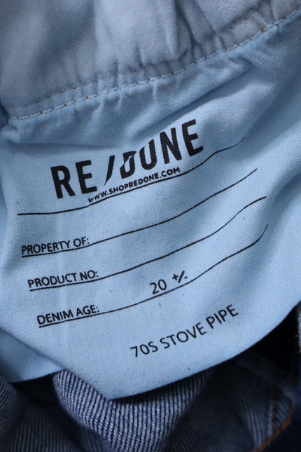 RE/DONE Comfort Stretch High Rise Jeans Stove Pipe Mid 70s Blue Women's 25