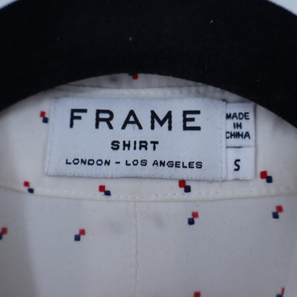Frame Silk Button Up Shirt Ivory Blanc Dot Long Sleeve Blouse Women's S