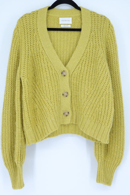 ELEVEN SIX Chunky Knit Sara Cardigan Sweater Joy Yellow Alpaca Blend Women's M/L
