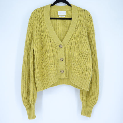 ELEVEN SIX Chunky Knit Sara Cardigan Sweater Joy Yellow Alpaca Blend Women's M/L