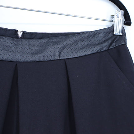 Trina Turk Kimbra Pleated Mini Skirt Black Weave Embossed Waist Women's 8