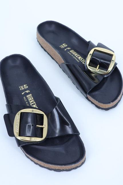 BIRKENSTOCK Madrid Big Buckle Sandals Black Nappa Slip On Women's 40/US 9