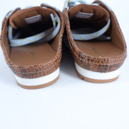 Larroude Stella Mule Sneakers Python Printed Leather Brown Lace Up Women's 6.5