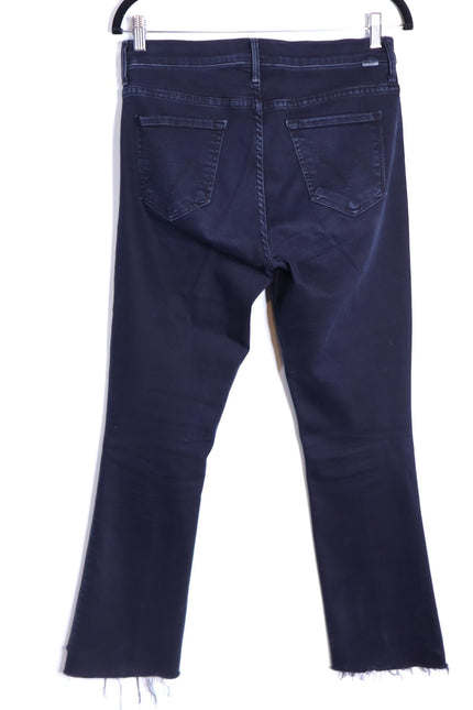 MOTHER Black The Insider Crop Step Fray Jeans Night in Paris Women's 29