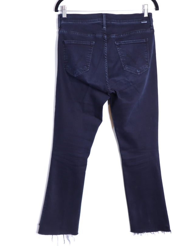 MOTHER Black The Insider Crop Step Fray Jeans Night in Paris Women's 29