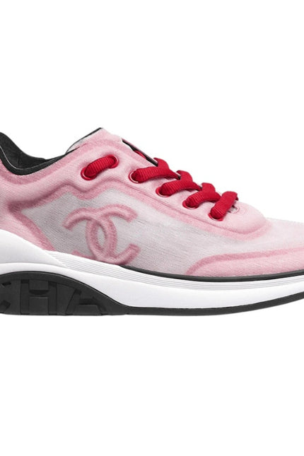 CHANEL Red White Mesh Sneakers NIB Tennis Trainers Active Women's 38/US 7.5
