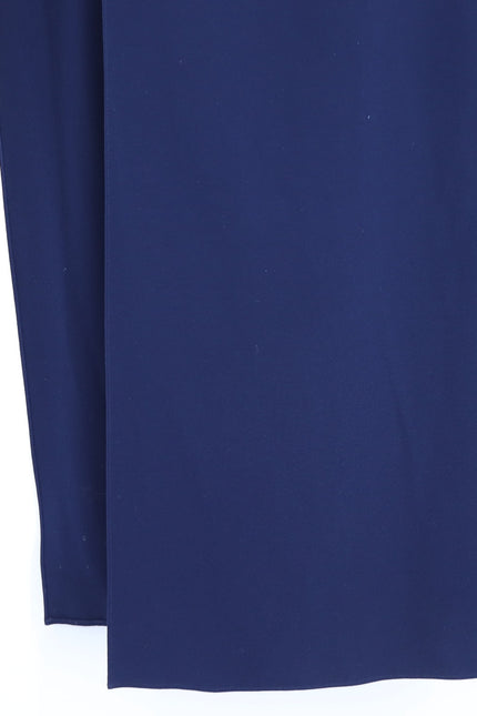 HALSTON HERITAGE Navy Blue Asymmetrical Gown Metal One Sleeve Women's 10