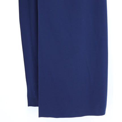 HALSTON HERITAGE Asymmetrical Gown Navy Blue Metal One Sleeve Women's 10