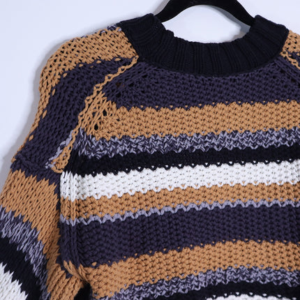 Free People Devon Sweater Sunflower Seed Combo Multicolored Stripe Women's XS