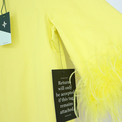 TUCKERNUCK Feather Jamie Dress Citron Yellow NWT Midi 3/4 Sleeve Women's M