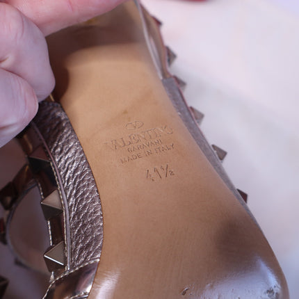 VALENTINO GARAVANI Rockstud Metallic Pumps Iron Ankle Strap Women's 41.5/US 11.5