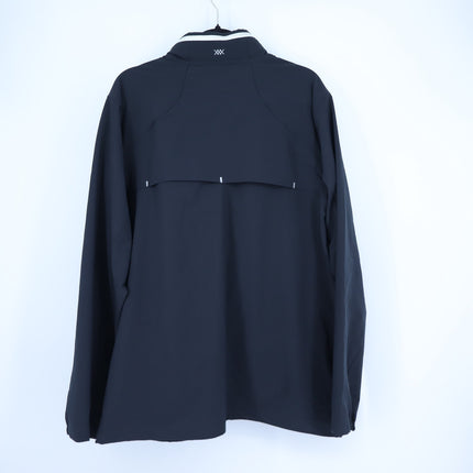 Rhone Rain or Shine Full Zip Jacket Black Hideaway Hood Windbreaker Men's XXL