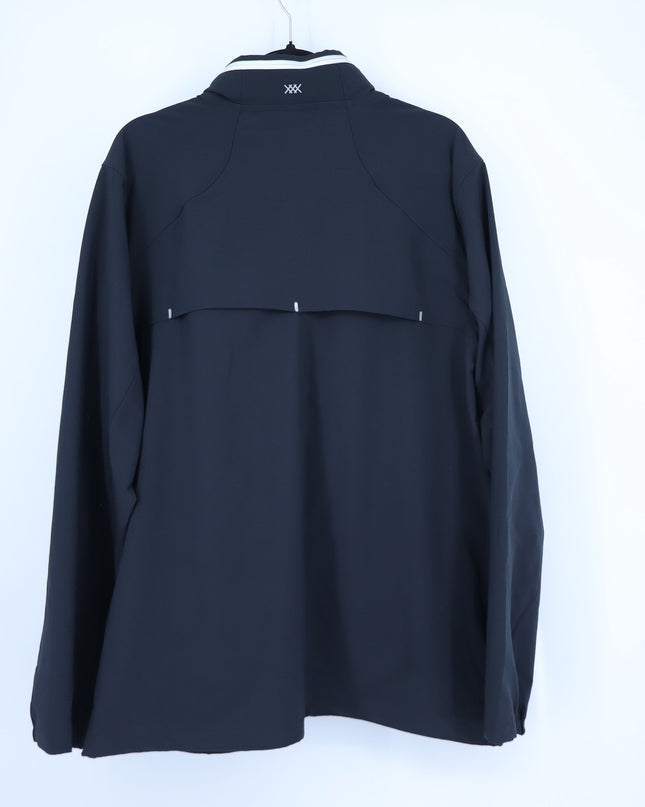 Rhone Rain or Shine Full Zip Jacket Black Hideaway Hood Windbreaker Men's XXL