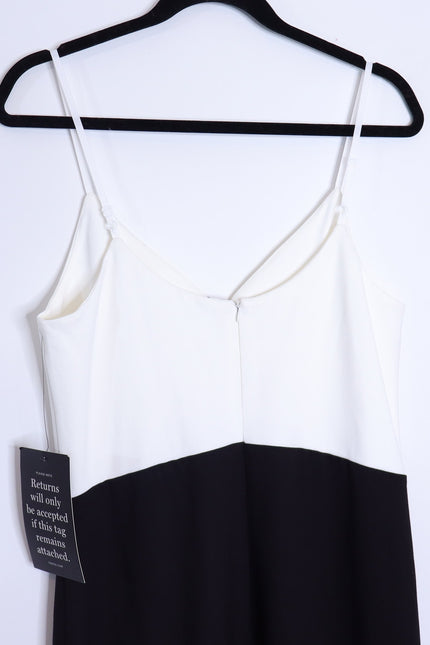 POMANDER PLACE NWT Lorelai Maxi Dress Black White Colorblock Women's M