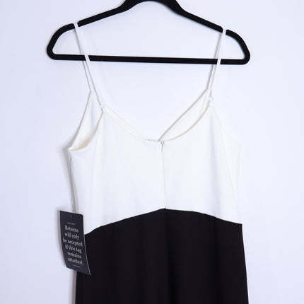 POMANDER PLACE NWT Lorelai Maxi Dress Black White Colorblock Women's M