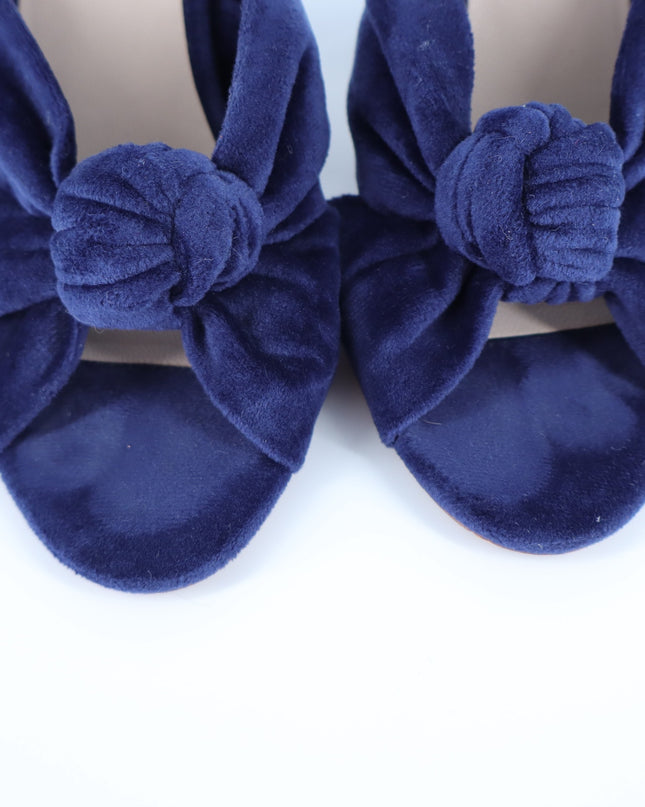 Loeffler Randall Celeste Heeled Sandals Eclipse Navy Front Knot Women's 5.5