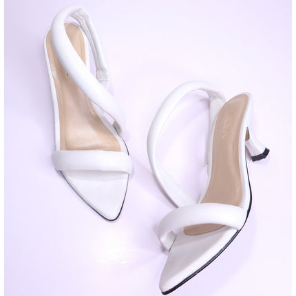 ALTA Ophelia Heeled Sandals White Cowhide Leather Pointed Toe Women's 8
