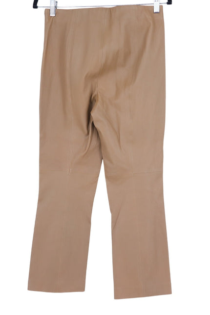 VINCE Leather Pants Camel Tan Flat Front Lamb Pelt Mid Rise Bootcut Women's M