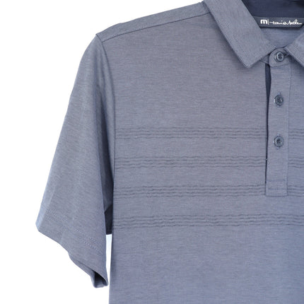Travis Mathew Coto Performance Golf Polo Gray Chest Stripe Short Sleeve Men's S