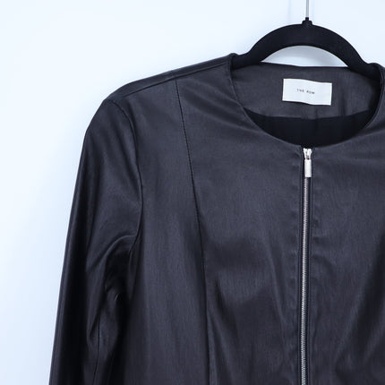 The Row Lambskin Leather Cropped Jacket Black Boxy Waist Cut Luxury Women's 6