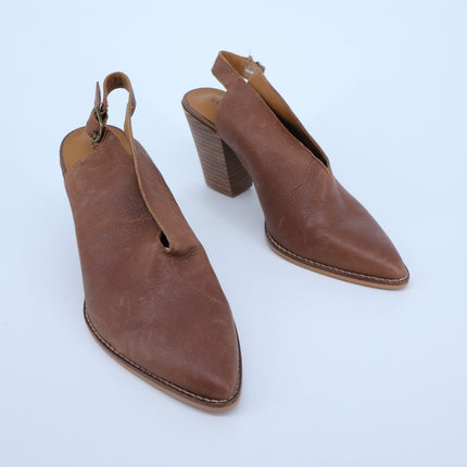 Lucky Brand Aroyli Heeled Mule Brown Leather Slingback Pointed Toe Women's 9