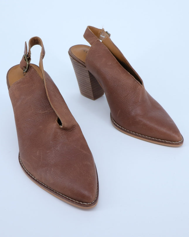 Lucky Brand Aroyli Heeled Mule Brown Leather Slingback Pointed Toe Women's 9
