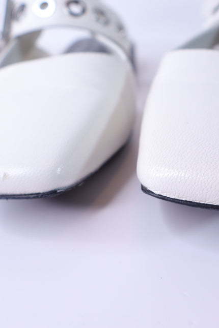 RAG & BONE Astra Flat Slingback Antique White Leather Maryjane Women's 37/US 7