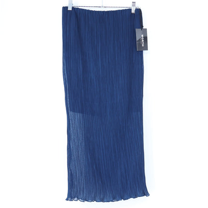 Worth Pleated Pencil Midi Skirt Ink Blue NWT Semi Sheer Women's SP