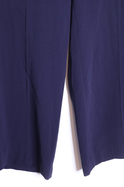 THE FOLD Clever Crepe Adelaide Wide Leg Trousers Navy Blue High Rise Women's 10