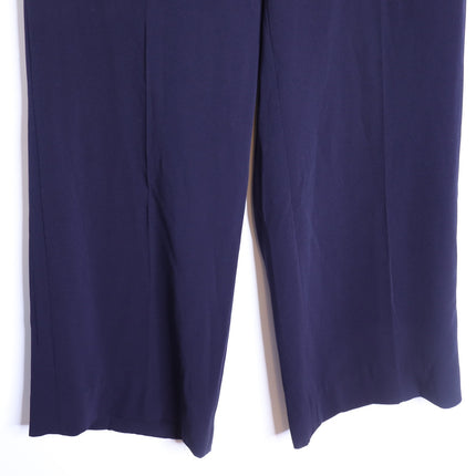 THE FOLD Clever Crepe Adelaide Wide Leg Trousers Navy Blue High Rise Women's 10