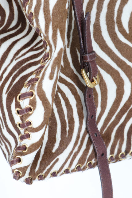PRADA Spectrum Zebra Print Crossbody Bag Dyed Calf Fur Convertible Luxury Purse