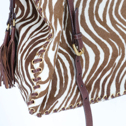 PRADA Spectrum Zebra Print Crossbody Bag Dyed Calf Fur Convertible Luxury Purse