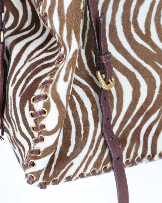 PRADA Spectrum Zebra Print Crossbody Bag Dyed Calf Fur Convertible Luxury Purse