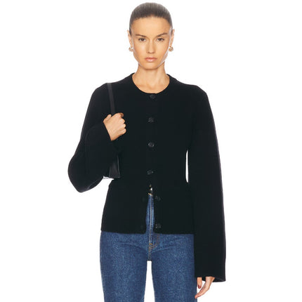 Jenni Kayne Cooper Cardigan Black Wool Cashmere Wide Long Sleeve Women's M
