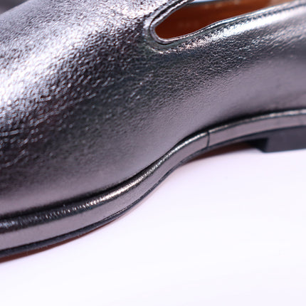 CLERGERIE Olympia Leather Smoking Loafers Pewter Metallic Flats Women's 39.5
