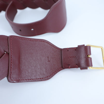 Altuzarra Braid Leather Belt Burgundy with Gold Buckle Women's L