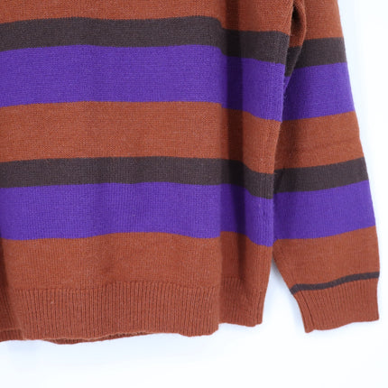 Daydreamer Sahara Stripe Pullover Sweater Purple Brown Long Sleeve Women's M